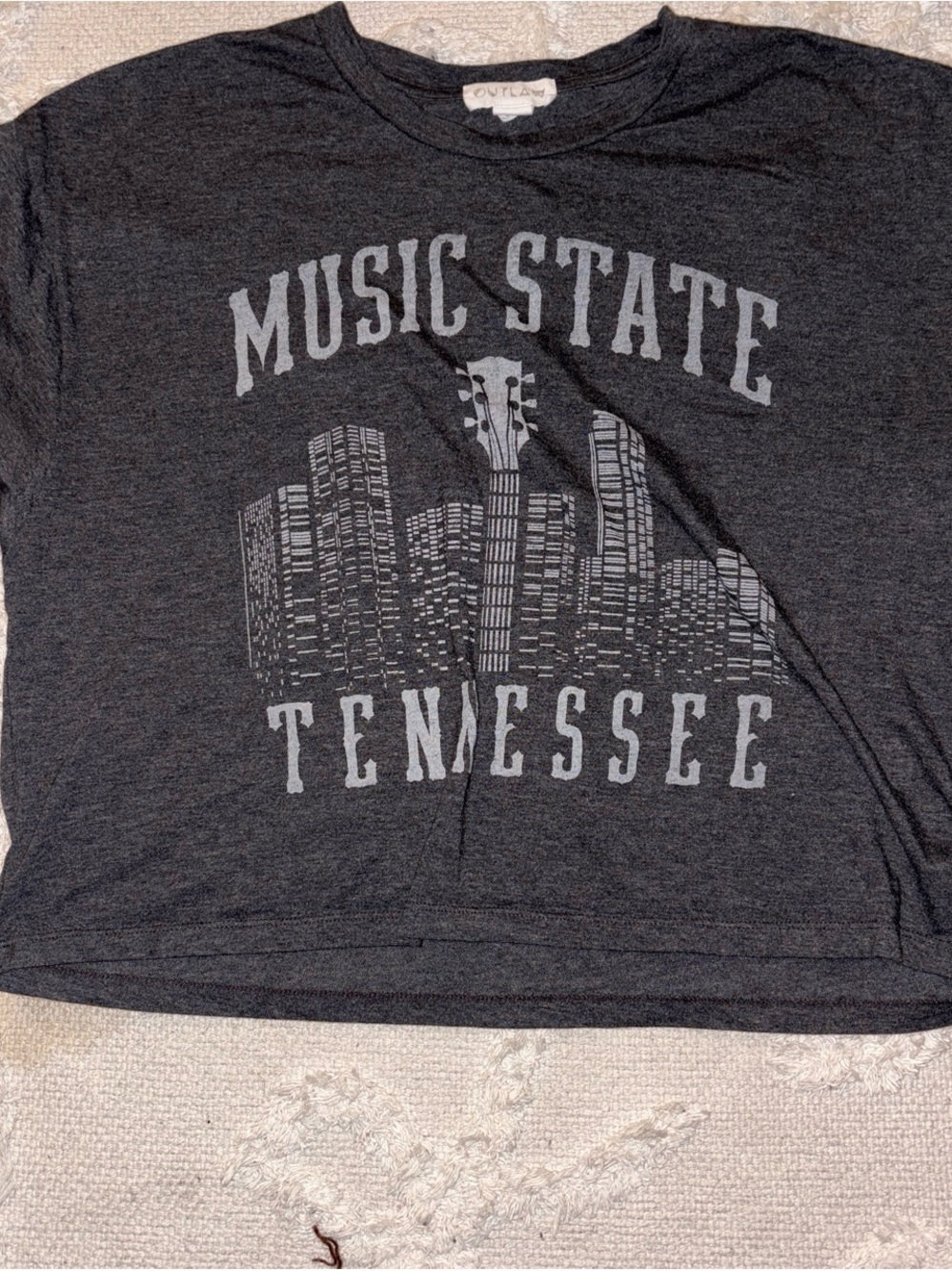Women's Charcoal Gray 'Music State Tennessee' Crop Tee